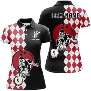 PIONAMZIOZ Custom Bowling Shirt for Men and Women Skull Bowling Jersey Bowling Team League Polo & Quarter-Zip Shirt QZT34