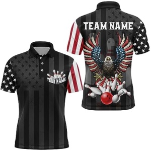 PIONAMZIOZ Eagle Bowling Polo & Quarter-Zip Shirt Custom Bowling Jersey for Men and Women Bowling Team League QZT51