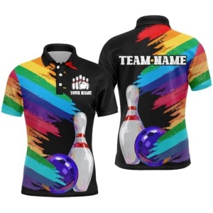 PIONAMZIOZ LGBT Bowling Shirt for Men Women Custom Bowling Team Jersey Polo & Quarter-Zip Shirt QZT102