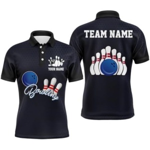 PIONAMZIOZ Personalized Bowling Jersey for Men & Women 3D Bowling Team Shirt Black Bowling Polo & Quarter-Zip Shirt QZT117