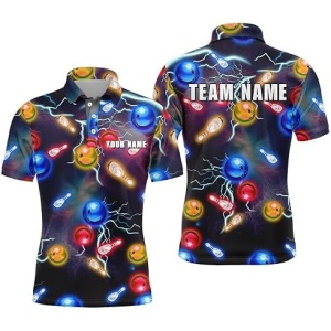 PIONAMZIOZ Personalized Bowling Polo&Quarter-Zip Shirt for Women&Men Custom Bowling Team Jersey Bowling Shirt QZT91