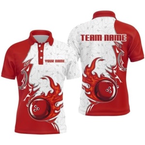 PIONAMZIOZ Personalized Bowling Shirts Women & Men Team Bowling Jersey Flame Bowling Polo & Quarter-Zip Shirt BDT127