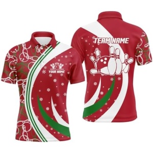 PIONAMZIOZ Personalized Christmas Snow Bowling Shirt Men & Women Bowling Jersey Team Bowling Polo & Quarter-Zip Shirt BDT173