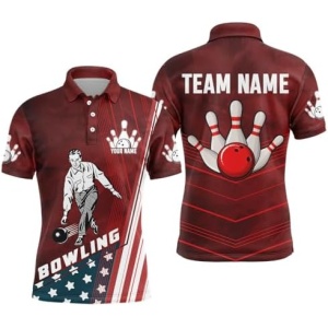 PIONAMZIOZ Red Camo Bowling Shirt for Men & Women American Bowling Jersey Bowling Team League Polo & Quarter-Zip Shirt QZT96