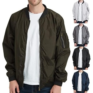 POLNHDLT Bomber Jacket Men, Men's Lightweight Bomber Jacket Outdoor Windproof Windbreaker Varsity Jacket Softshell Coat