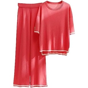 Pants Set for Women Fall Summer Rayon Graphic 2 Piece Straight Leg Plain Pants Sets Women 2023