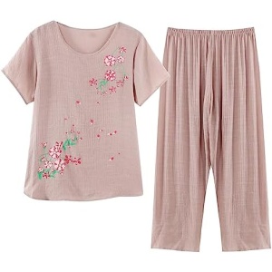 Pants Sets for Women Summer Fall Linen Graphic 2 Piece Straight Leg Pants Sets Women 2023