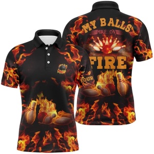 Personalized Customized Custom Name Team Men Bowling Bowler Printed Short Sleeve Polo Shirt, Bowling Design Polo Shirt