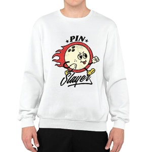 Pin Slayer Bowling Ball Gift for Bowling Lovers Fire Design Grey White Muticolor Unisex Sweatshirt