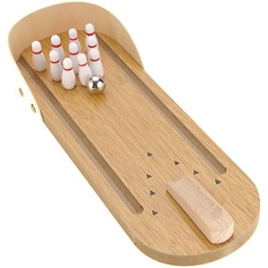 PowerTRC Mini Desktop Bowling Set | Wooden Tabletop Mini Game Toy | Easy to Set Up and Portable