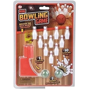Rhode Island Novelty Mini Bowling Set – Cool Hand Held Bowling Game Desk Toy with 10 Bowling Pins, Ramp, and 2 Marble Bowling Balls – Portable Bowling Toys for Kids and Adults