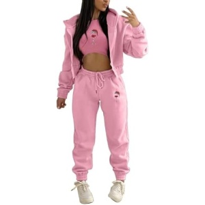 SNKSDGM Lounge Sets for Women Long Sleeve 2023 Fall Casual 2 Piece Lounge Sets Full Zip-Up Hoodie Sweatsuits Sets