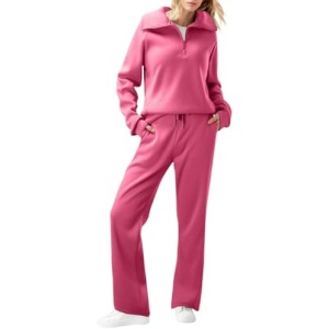 Sandistore Sweatsuits for Women Sets 2 Piece Outfits Casual Lounge Sets Two Piece Sweat Suits Wide Leg Tracksuit