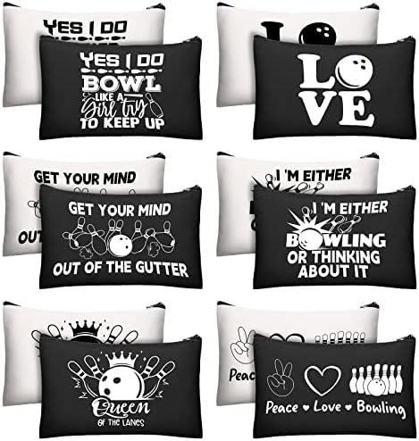 Sanwuta 12 Pcs Bowling Gifts Bowling Cosmetic Makeup Bag Bowling Accessories Bag Zipper Pouch Organizer for Women Girls Team Party, 2 Colors 1 Sanwuta 12 Pcs Bowling Gifts Bowling Cosmetic Makeup Bag Bowling Accessories Bag Zipper Pouch Organizer for Women Girls Team Party, 2 Colors