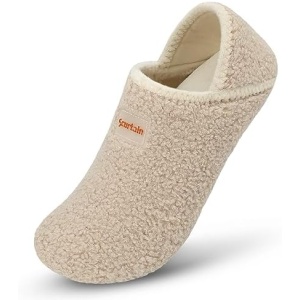 Scurtain Men Women Slippers House Slipper Socks Unisex Adults House Shoes Velvet Lining Lightweight Indoor Slippers Travel Slippers Non-Slip Sole Warm Slippers