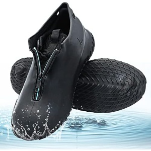 Silicone Shoe Cover Waterproof, Reusable Boot Shoes Covers with Zipper,Non Slip Rain Snow Bowling Travel Indoor Outdoor Overshoe Rubber Protectors for Men Women Kids Protection Galoshes-1 Pair