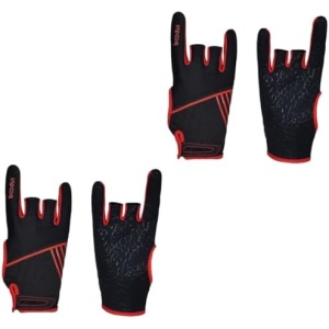 Sosoport 2 Pairs - of Anti- Breathable Fingerless Gym Right L/XL Accessories- XL Sports Silicone Bowling Anti-Skid Size Elastic Cycling Outdoor Glove Anti-Slip for Hand Anti Skid Mittens