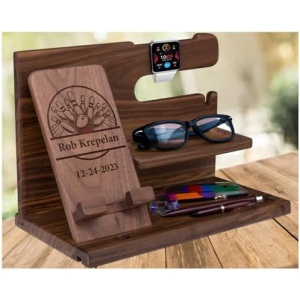 Taidesor Custom boyfriend gift organizer desk, Personalized Bowling Ball special gifts for him desk organizer wood rustic, retirment gift for men home desk organizers and accessories