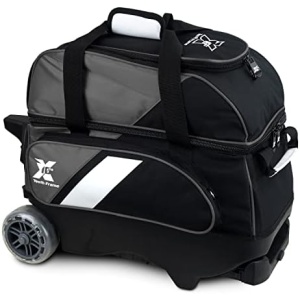 Tenth Frame Premium 2 ball Deluxe Roller Bowling Bag - Black/Gray JKXS-10F-2BDR-BLKGRY