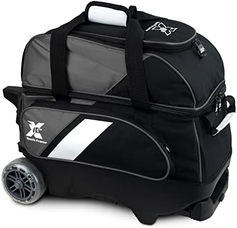 Tenth Frame Premium 2 ball Deluxe Roller Bowling Bag - Black/Gray JKXS-10F-2BDR-BLKGRY 1 Tenth Frame Premium 2 ball Deluxe Roller Bowling Bag - Black/Gray JKXS-10F-2BDR-BLKGRY