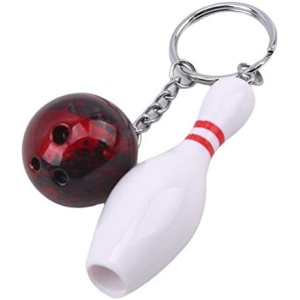 Timesuper Personality Bowling Ball Pin Pendant Charm Keychain Keyring Key Holder,red