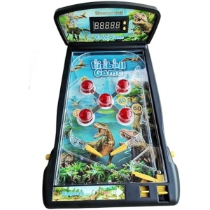 Trisquirrel Dinosaurs World Pinball Machine, Electronic Pinball Game, Tabletop Small Arcade Pinball with Lights & Sounds, LED Digital Scoreboard- Suitable for Kids & Adults