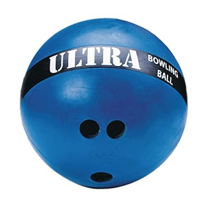 Unbreakable Rubber Ultra Bowling Ball. Hollow 8.5" Rubber Ball with Two Sets of Finger Holes for All Ages. Designed for use with Plastic Pins. Perfect for PE Class, Basements and Driveway Bowling.