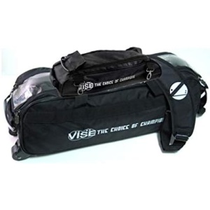 Vise Clear Top 3 Ball Tote Roller Bowling Bag with Shoe Bag- Black