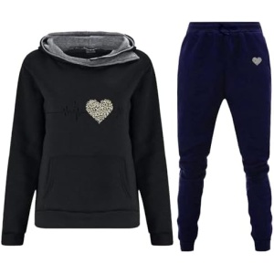 Women's Autumn Winter New Plus Velvet Hooded Sportswear Set Sweatshirt Long Pants Ladies' Clothing Womens Pant