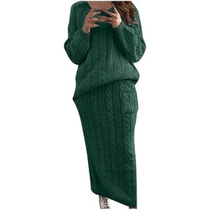 Womens Sets Pants Sets for Women Sweater Loose Fit Slit Flare Wide Leg Basic Bootcut Winter Fall Sets 2023