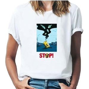 Womens Tops Casual Short Sleeve Round Neck Shirts Protect The Ocean T Shirt No Nuclear Sewage Shirt Graphic Pullover Top
