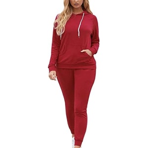 Women's Two Peice Outfit Sportsuit Solid Color Sweatshirt Hoodie Pockets Sweat Pants Tracksuit Winter 2 Peice Sets