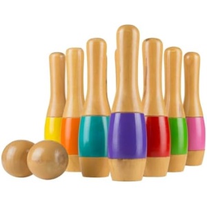 ZiRoxi Lawn Bowling Game/Skittle Ball- Indoor and Outdoor for Toddlers, Kids, Adults Â?10 Wooden Pins, 2 Balls, and Mesh Bag Set by (9.5 Inch)