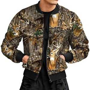 chongfeng Coats Tops for Men Mens Autumn And Winter Leisure Sports Hunting Camouflage Woven Street Collar Zipper Jacket