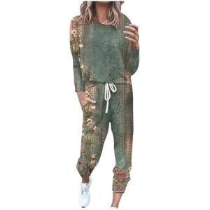 kcdigr Plus Size Sweatsuits for Women Set 2 Piece Sweatshirts Trendy Tracksuit Workout Yoga Pants and Long Sleeve Tops Sets