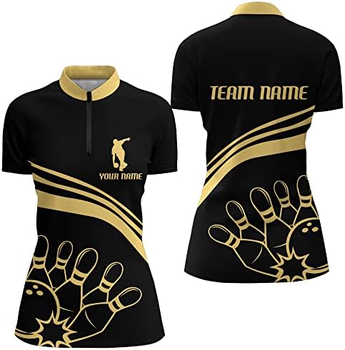Personalized Black Bowling Shirt for Men and Women Custom Bowling Jersey Bowling Team League Polo & Quarter-Zip Shirt BDT5 4 Personalized Black Bowling Shirt for Men and Women Custom Bowling Jersey Bowling Team League Polo & Quarter-Zip Shirt BDT5 - Image 4