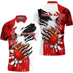 NAZENTI Personalized Bowling Shirts for Men, Bowling Jersey, 3D Polo Shirts, Bowling Quarter Zip Shirt for Men A16