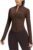 AVGO Women’s Cropped Running Workout Jackets Zip Slim Fit Athletic Tops with Thumb Holes