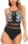 DUOWEI Plus Size Bikini Bottoms Women’s Printed Mesh Spliced Swimwear Sexy Solid Cut Out Piece Swimsuit Ball Bikini