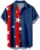 FLOSHO Patriotic Shirts for Men,Men’s Short Sleeve Button Down Bowling Shirts USA Flag Printed Summer Beach Aloha Shirts