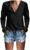 Womens Waffle Knit Tunic Tops Dressy Long Sleeve Henley Shirts Casual V Neck Button Down Blouse Fashion Solid Color Tops